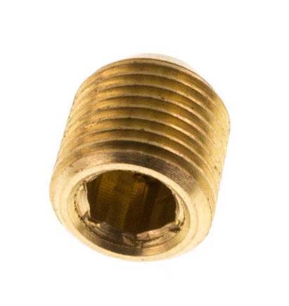 M8x0.75 Brass Closing plug with Inner Hex without collar (conical) 16 Bar [10 Pieces]