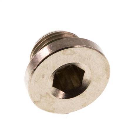 G 1/8'' Nickel plated Brass Closing plug with Inner Hex and FKM Seal 16 Bar [5 Pieces]