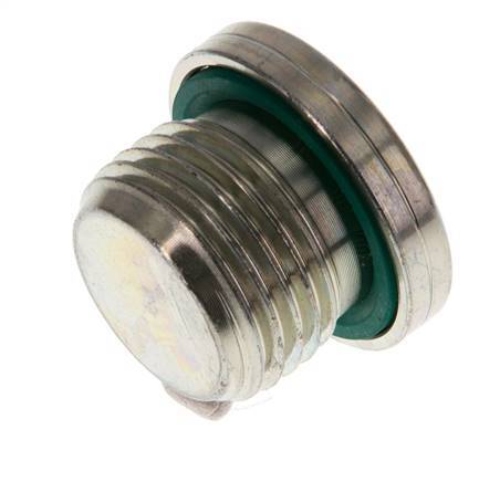 G 1/2'' Buitendraad Verzinkt Stalen Plug met binnenzeskant en FKM Afdichting 400 Bar [2 Stuks]