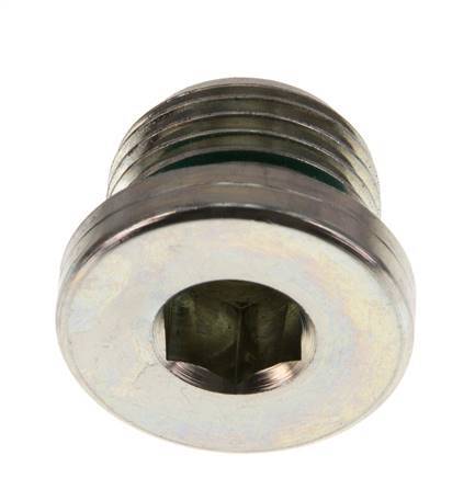 G 1/2'' Buitendraad Verzinkt Stalen Plug met binnenzeskant en FKM Afdichting 400 Bar [2 Stuks]