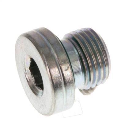 G 1/8'' Buitendraad Verzinkt Stalen Plug met binnenzeskant en FKM Afdichting 400 Bar [5 Stuks]