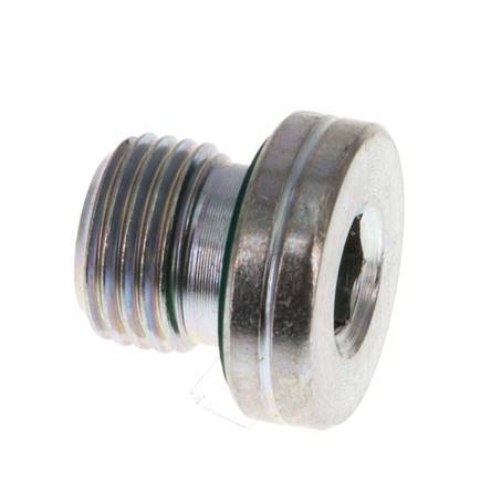 G 1/8'' Buitendraad Verzinkt Stalen Plug met binnenzeskant en FKM Afdichting 400 Bar [5 Stuks]
