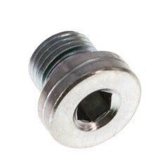 G 1/8'' Buitendraad Verzinkt Stalen Plug met binnenzeskant en FKM Afdichting 400 Bar [5 Stuks]