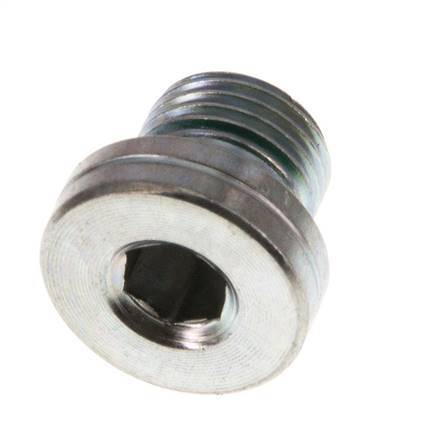 G 1/8'' Buitendraad Verzinkt Stalen Plug met binnenzeskant en FKM Afdichting 400 Bar [5 Stuks]