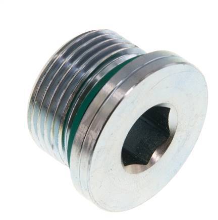 G 3/4'' Buitendraad Verzinkt Stalen Plug met binnenzeskant en FKM Afdichting 400 Bar [2 Stuks]