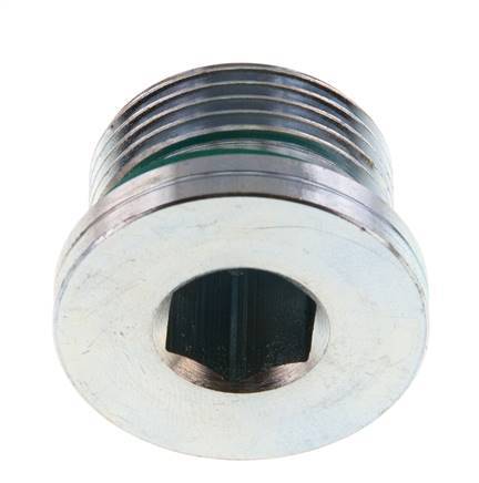 G 3/4'' Buitendraad Verzinkt Stalen Plug met binnenzeskant en FKM Afdichting 400 Bar [2 Stuks]