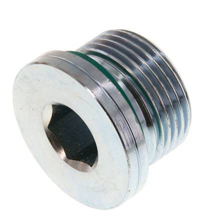 G 3/4'' Buitendraad Verzinkt Stalen Plug met binnenzeskant en FKM Afdichting 400 Bar [2 Stuks]