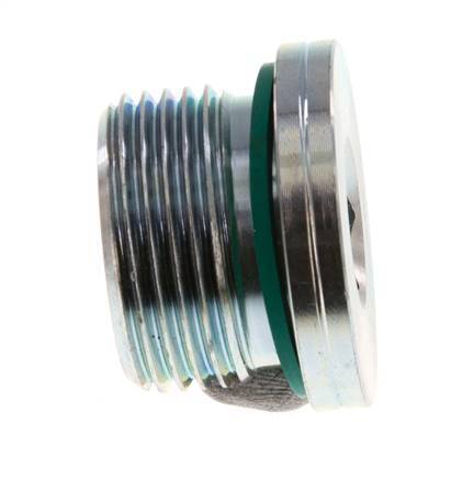 G 3/4'' Buitendraad Verzinkt Stalen Plug met binnenzeskant en FKM Afdichting 400 Bar [2 Stuks]