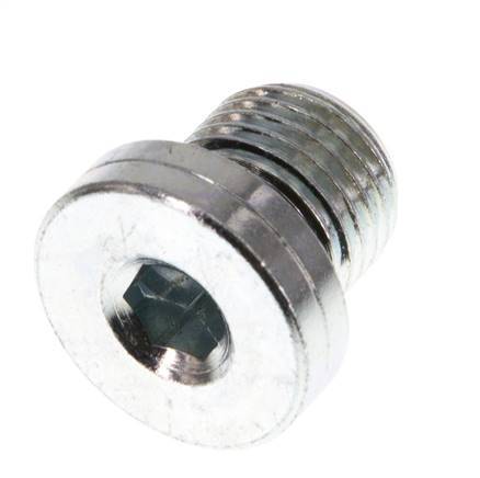 G 1/4'' Buitendraad Verzinkt Stalen Plug met binnenzeskant en NBR Afdichting 400 Bar [5 Stuks]