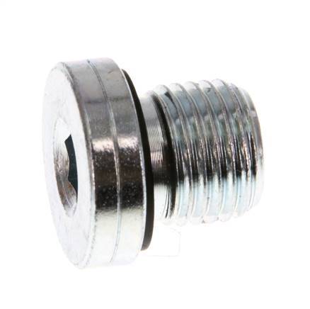 G 1/4'' Buitendraad Verzinkt Stalen Plug met binnenzeskant en NBR Afdichting 400 Bar [5 Stuks]