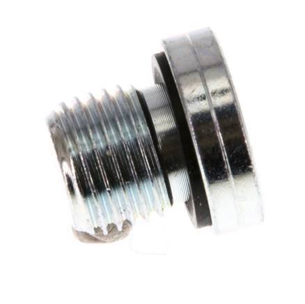 G 1/4'' Buitendraad Verzinkt Stalen Plug met binnenzeskant en NBR Afdichting 400 Bar [5 Stuks]