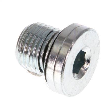 G 1/4'' Buitendraad Verzinkt Stalen Plug met binnenzeskant en NBR Afdichting 400 Bar [5 Stuks]