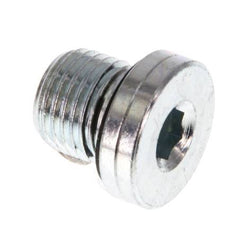 G 1/4'' Buitendraad Verzinkt Stalen Plug met binnenzeskant en NBR Afdichting 400 Bar [5 Stuks]