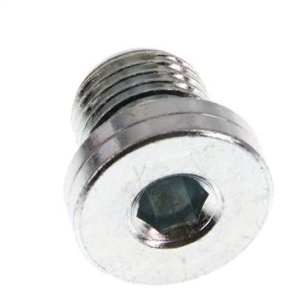 G 1/4'' Buitendraad Verzinkt Stalen Plug met binnenzeskant en NBR Afdichting 400 Bar [5 Stuks]