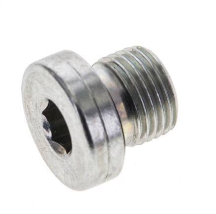 G 1/8'' Buitendraad Verzinkt Stalen Plug met binnenzeskant en NBR Afdichting 400 Bar [5 Stuks]