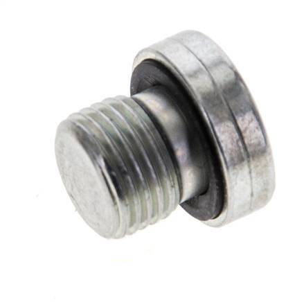 G 1/8'' Buitendraad Verzinkt Stalen Plug met binnenzeskant en NBR Afdichting 400 Bar [5 Stuks]