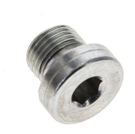 G 1/8'' Buitendraad Verzinkt Stalen Plug met binnenzeskant en NBR Afdichting 400 Bar [5 Stuks]