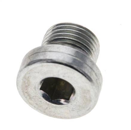 G 1/8'' Buitendraad Verzinkt Stalen Plug met binnenzeskant en NBR Afdichting 400 Bar [5 Stuks]