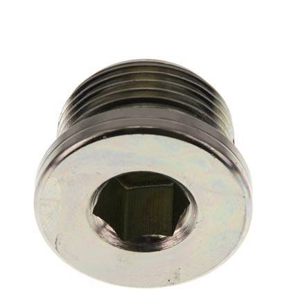 G 3/4'' Buitendraad Verzinkt Stalen Plug met binnenzeskant en NBR Afdichting 400 Bar [2 Stuks]