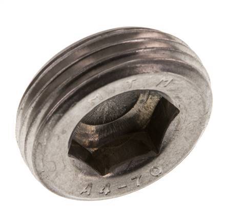 1'' RVS Plug met Binnenzeskant zonder kraag 40 Bar