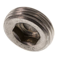 1'' Stainless steel Closing plug with Inner Hex without collar 40 Bar