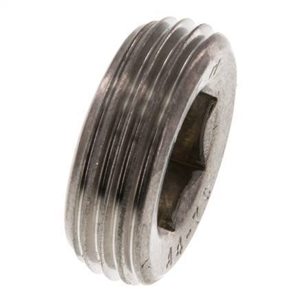 1'' RVS Plug met Binnenzeskant zonder kraag 40 Bar