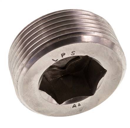 1 1/4'' RVS Plug met Binnenzeskant zonder kraag 40 Bar