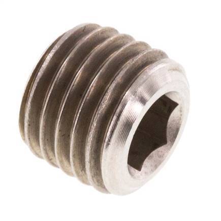 M12x1.5 RVS Plug met Binnenzeskant zonder kraag (Conisch) 40 Bar