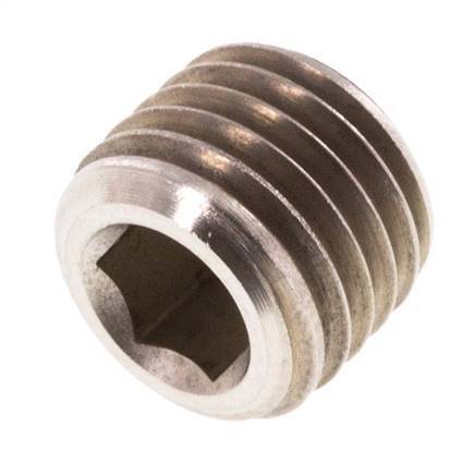 M12x1.5 RVS Plug met Binnenzeskant zonder kraag (Conisch) 40 Bar