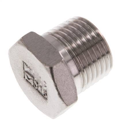 1/2'' NPT Buitendraad RVS Plug met buitenzeskant 16 Bar [2 Stuks]