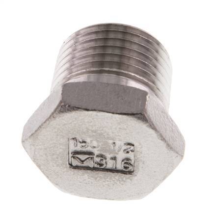 1/2'' NPT Buitendraad RVS Plug met buitenzeskant 16 Bar [2 Stuks]