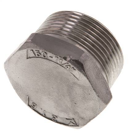1 1/4'' NPT Buitendraad RVS Plug met Buitenzeskant 16 Bar