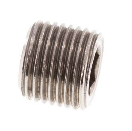G 1/8'' RVS Plug met Binnenzeskant zonder kraag 40 Bar
