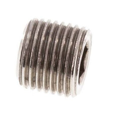 G 1/8'' RVS Plug met Binnenzeskant zonder kraag 40 Bar