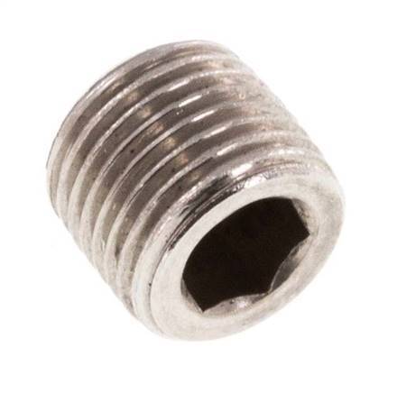 G 1/8'' RVS Plug met Binnenzeskant zonder kraag 40 Bar