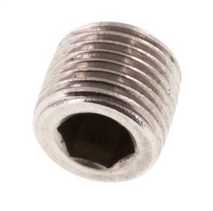 G 1/8'' RVS Plug met Binnenzeskant zonder kraag 40 Bar