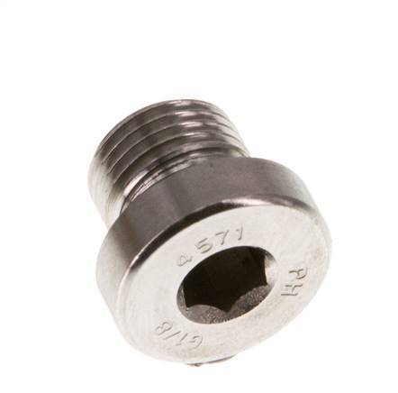 G 1/8'' Buitendraad RVS Plug met Binnenzeskant en FKM Afdichting 400 Bar