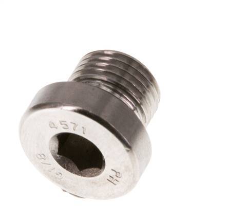 G 1/8'' Buitendraad RVS Plug met Binnenzeskant en FKM Afdichting 400 Bar