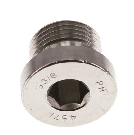 G 3/8'' Buitendraad RVS Plug met Binnenzeskant en FKM Afdichting 400 Bar
