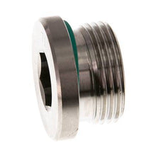 G 1'' Male Stainless steel Closing plug with Inner Hex and FKM Seal 400 Bar