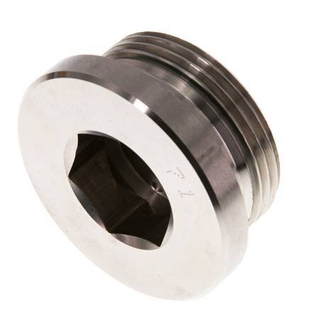 G 1 1/4'' Buitendraad RVS Plug met Binnenzeskant en FKM Afdichting 250 Bar