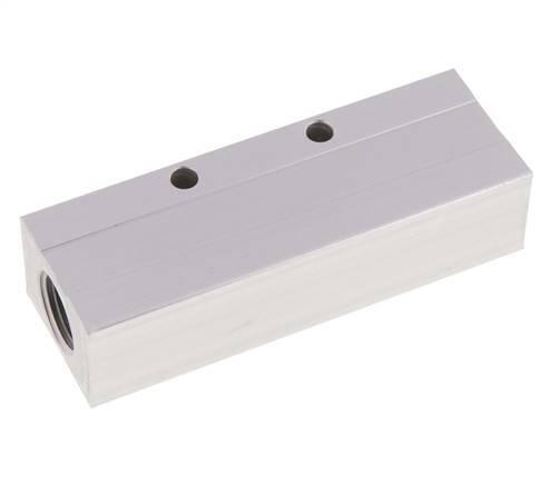 2xG 1/2'' x 3xG 1/4'' Aluminium Verdeelblok Eenzijdig 16 Bar