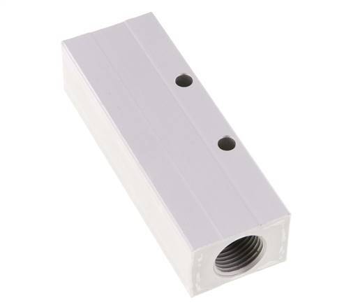 2xG 1/2'' x 3xG 1/4'' Aluminium Verdeelblok Eenzijdig 16 Bar