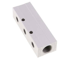 2xG 1/2'' x 3xG 1/4'' Aluminium Verdeelblok Eenzijdig 16 Bar