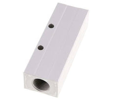 2xG 1/2'' x 3xG 1/4'' Aluminium Verdeelblok Eenzijdig 16 Bar