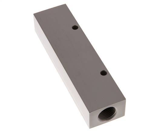 2xG 1/2'' x 4xG 1/4'' Aluminium Verdeelblok Eenzijdig 16 Bar