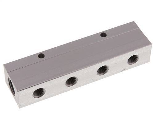 2xG 1/2'' x 8xG 1/4'' Aluminium Verdeelblok Dubbelzijdig 16 Bar