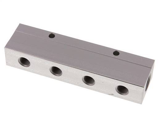 2xG 1/2'' x 8xG 1/4'' Aluminium Verdeelblok Dubbelzijdig 16 Bar