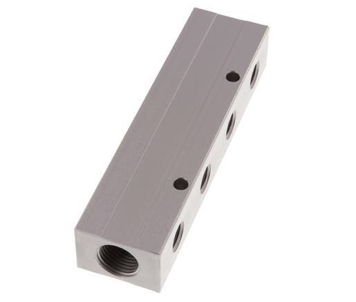 2xG 1/2'' x 8xG 1/4'' Aluminium Verdeelblok Dubbelzijdig 16 Bar