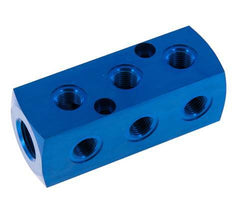 1xG 1/2'' x 9xG 1/4'' Aluminium Verdeelblok Eenzijdig 16 Bar